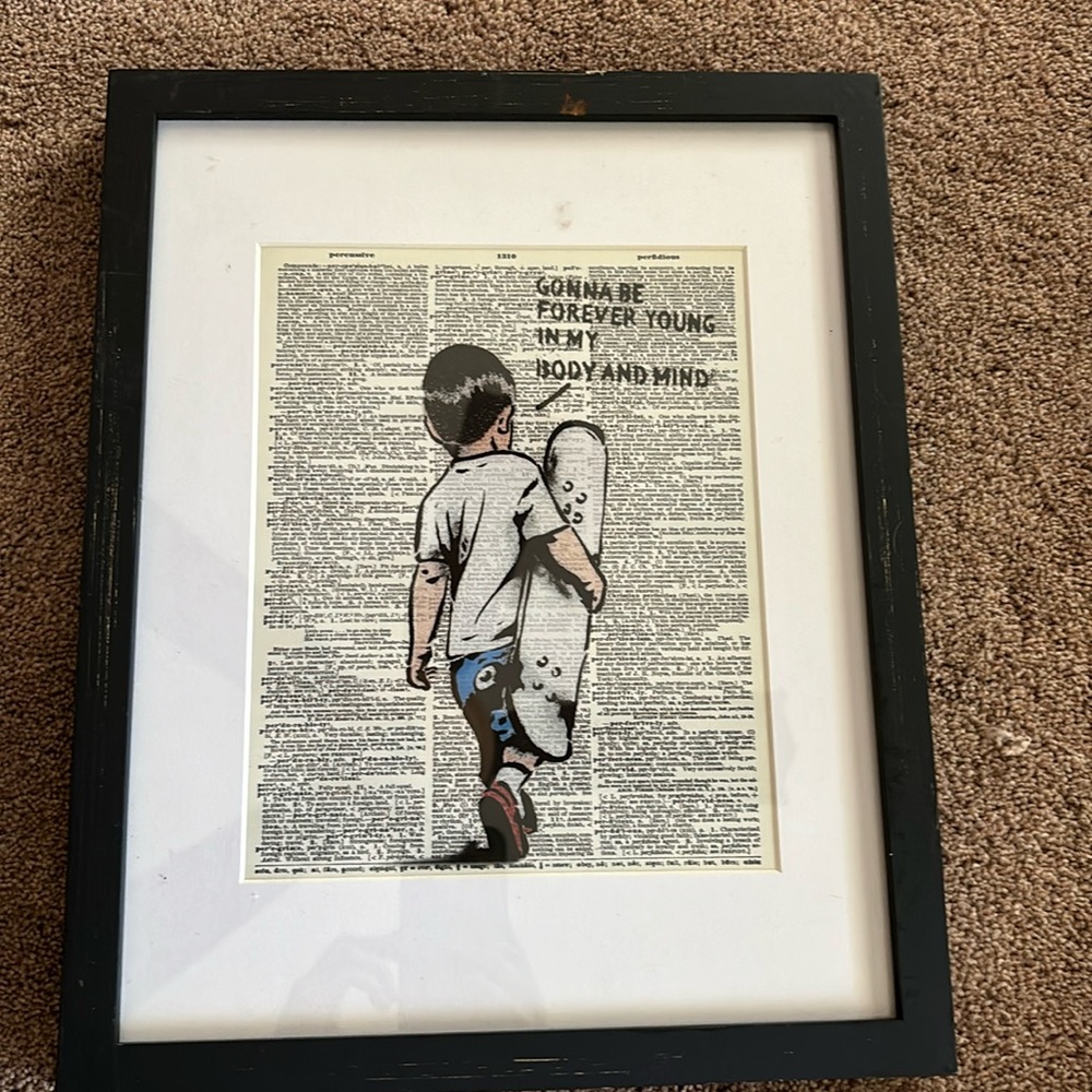 Framed print. Banksy inspired graffiti/street art.